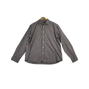 Untuck It Mens‎ Plaid Long Sleeve Button Down Shirt size XL Red/White